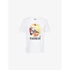 A Bathing Ape Womens Fruit-print Round-neck Cotton-jersey T-shirt White In Red