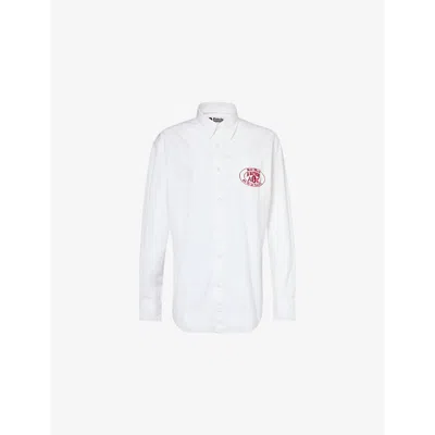 A Bathing Ape Womens White Long-sleeves Patch-pocket Cotton-poplin Shirt