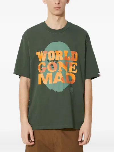 A Bathing Ape World Gone Mad T-shirt In Green