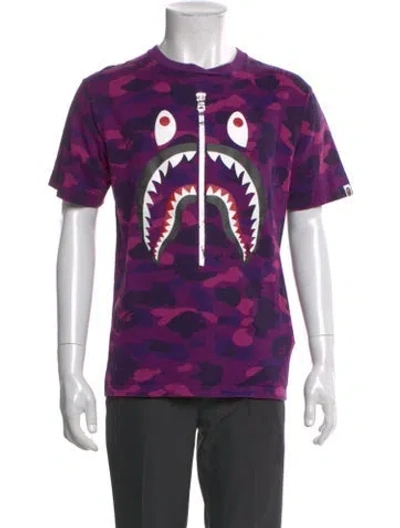 Pre-owned A Bathing Ape X Abc Camo Shark Printed T-shirt In Purple