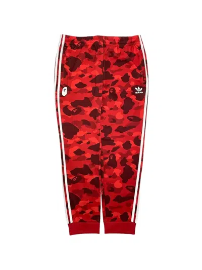 A Bathing Ape X Adidas Logo-print Track Pants In Red