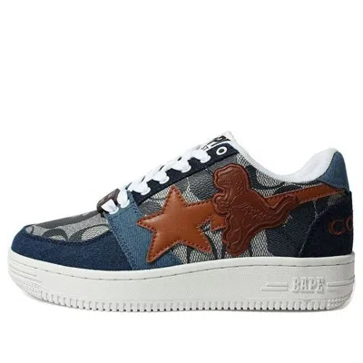A Bathing Ape X Coach Bape Sta Low 'denim' In Blue