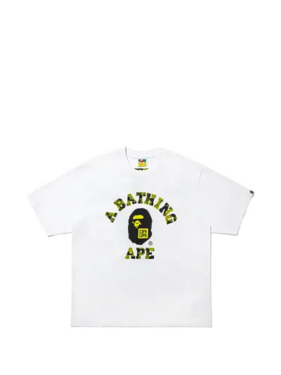 A Bathing Ape X Cr7 Life College Logo-print T-shirt In White