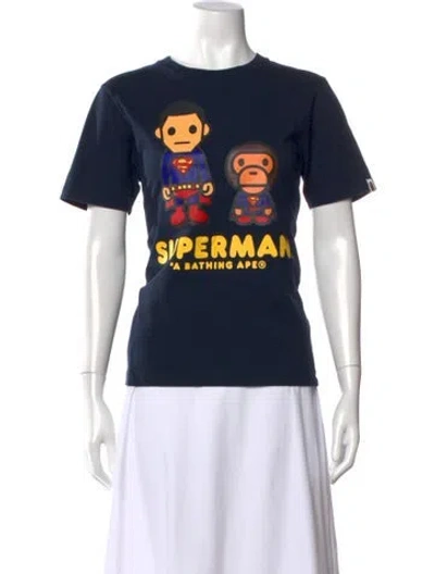 Pre-owned A Bathing Ape X Dc Baby Milo Superman Graphic Print Top In Blue