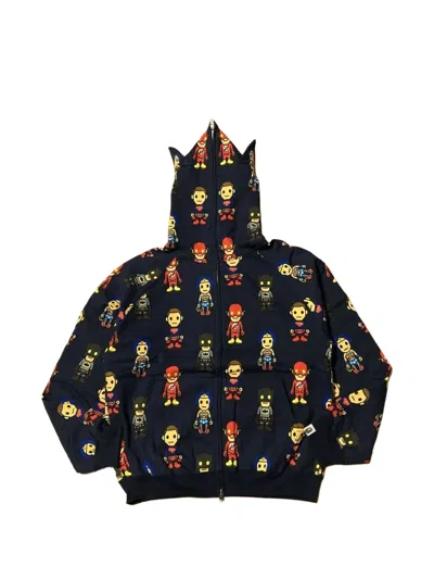 A Bathing Ape X Dc Comics Graphic-print Zip-up Hoodie In Blue