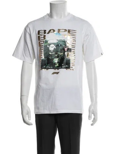 Pre-owned A Bathing Ape X F1 Graphic Print T-shirt In White