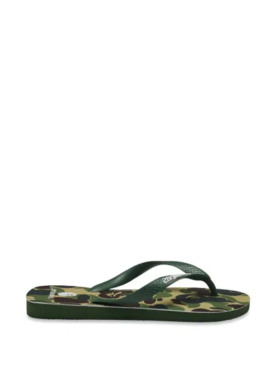 A Bathing Ape X Havaianas Camo Flip Flops In Green