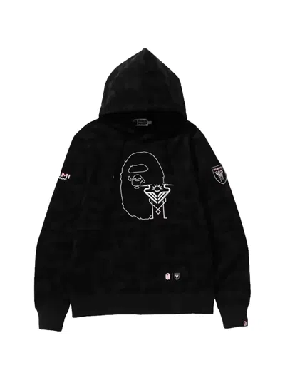 A Bathing Ape X Inter Miami Cf Camo-print Hoodie In Black
