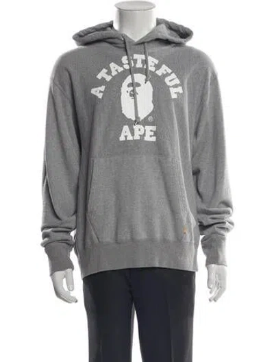 Pre-owned A Bathing Ape X Jjjjound 'college Logo' Graphic Print Hoodie In Gray