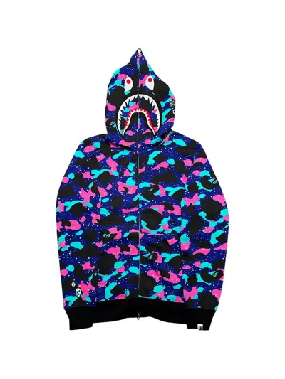 A Bathing Ape X Kid Cudi Shark Camouflage-print Hoodie In Blue