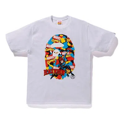 A Bathing Ape X Marvel Ape Head T-shirt 'white Black Widow'