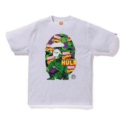 A Bathing Ape X Marvel Ape Head T-shirt 'white Hulk'