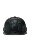 A Bathing Ape X New Era Leather Embroidered Baseball Cap In Black