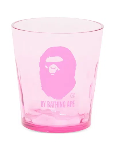 A Bathing Ape X Plakira Ape Head Logo Glass In Pink