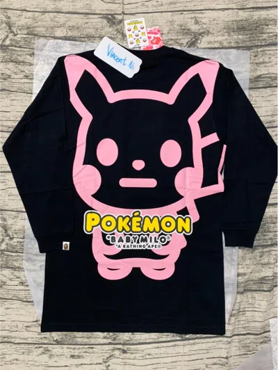 Pre-owned A Bathing Ape X Pokemon Long Sleeve Onepiece Tee S Xs In Black