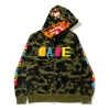 A Bathing Ape X Readymade Shark Camo Full Zip Hoodie 'olive Green' In Multi