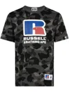 A Bathing Ape X Russell Athletic Color Camo T-shirt In Black