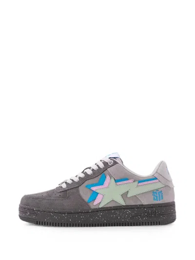A Bathing Ape X Sneaker News Bape Sta Bape Lace-up Sneakers In Gray
