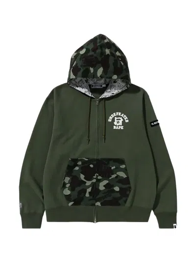A Bathing Ape X Undefeated Color Camo Zip-up Hoodie In Green