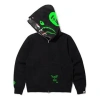 A Bathing Ape X Undefeated Shark Camo Full Zip Hoodie 'black Green'