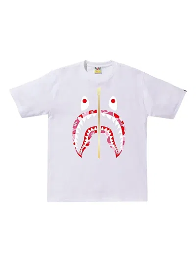A Bathing Ape Zip Shark Short-sleeve T-shirt In White