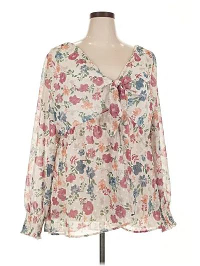 Pre-owned A Beautiful Soul Long Sleeve Blouse In White