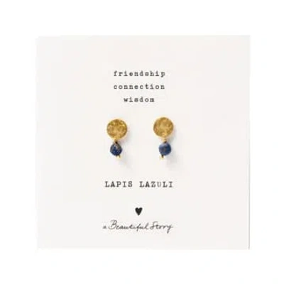 A Beautiful Story Aw30802 Mini Coin Lapis Lazuli Gp Earrings In Gold