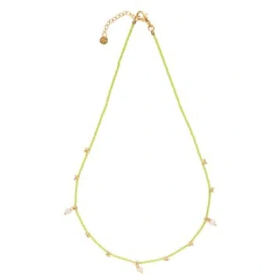 A Beautiful Story Aware Moonstone Gold Coloured Necklace In Green