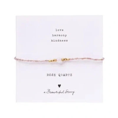 A Beautiful Story Bl23326 Iris Card Rose Quartz Bracelet Gc In Gold