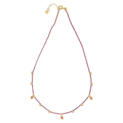 A Beautiful Story Bl23416 Aware Carnelian Gc Necklace In Pink
