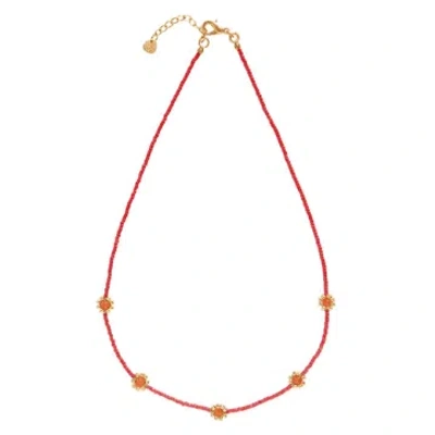 A Beautiful Story Bl23432 Flourish Carnelian Necklace Gc In Red