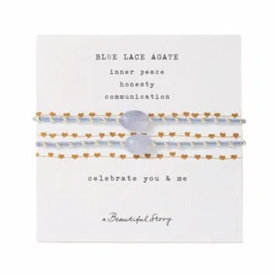 A Beautiful Story Bracelet Card You & Me Blue Lace Agate Silver In Multi