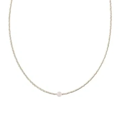 A Beautiful Story Flora Rose Quartz Silver Necklace In Metallic
