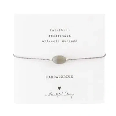 A Beautiful Story Gemstone Card Labradorite Silver Bracelet In Metallic