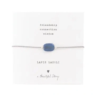 A Beautiful Story Gemstone Card Lapis Lazuli Silver Bracelet In Metallic