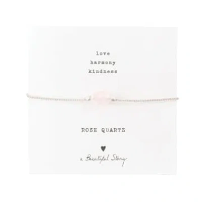 A Beautiful Story Gemstone Card Rose Quartz Silver Bracelet In Gold