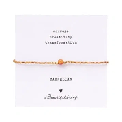 A Beautiful Story Iris Card Carnelian Gold Coloured Bracelet