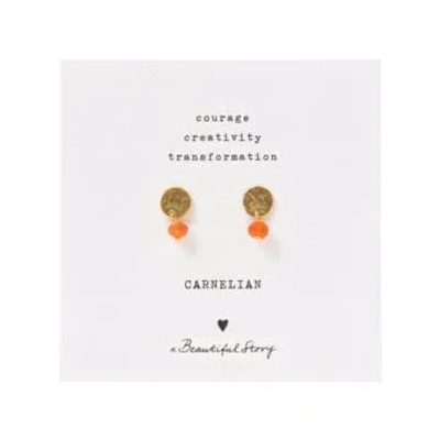 A Beautiful Story Mini Coin Carnelian Coin Earrings In Gold