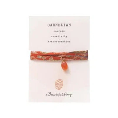 A Beautiful Story Sari Wrap Bracelet Carnelian In Orange