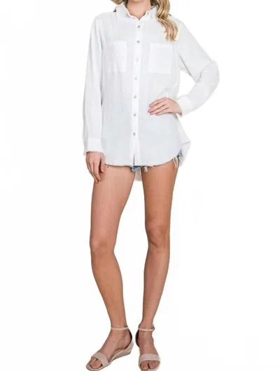 A Beauty By Bnb Fray Gauze Blouse Top In White