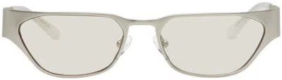 A Better Feeling Silver Echino Sunglasses In Steel + Amber