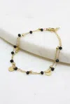 A Blonde And Her Bag Gold And Black Crystal Layered Bracelet With Gold Accents In Silver