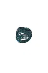 A Blonde And Her Bag Green Marcia Ring With Forest Green Swarovski Crystals In Black