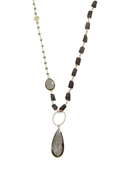 A Blonde And Her Bag Kaylee Necklace In Smoky Quartz In Black