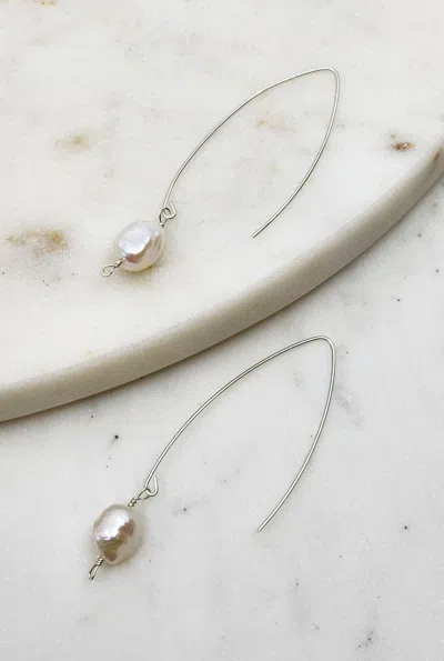 A Blonde And Her Bag Long Drop Pearl Earrings In White