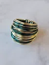 A Blonde And Her Bag Marcia Wire Wrap Ring In Green And Gold In Silver