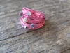 A Blonde And Her Bag Marcia Wire Wrap Ring In Hot Pink With Grey Comet Swarovski Crystals In Pink