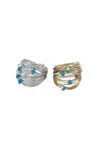 A Blonde And Her Bag Marcia Wire Wrap Ring With Blue Opaque Swarovski Crystals In Blue