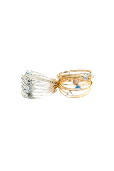 A Blonde And Her Bag Marcia Wire Wrap Ring With Grey Comet Swarovski Crystals In Silver