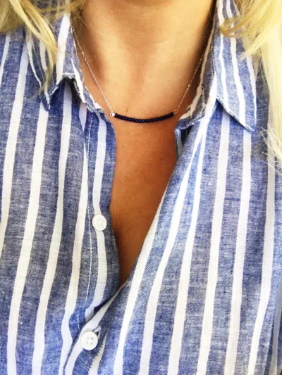 A Blonde And Her Bag Michelle Bar Demi Fine Necklace In Sapphire In Silver